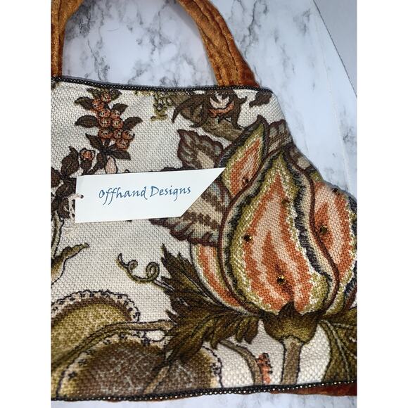 Offhand Designs Handbag Nora Italian Day Floral Tan Rhinestone Limited Edition - Picture 14 of 15